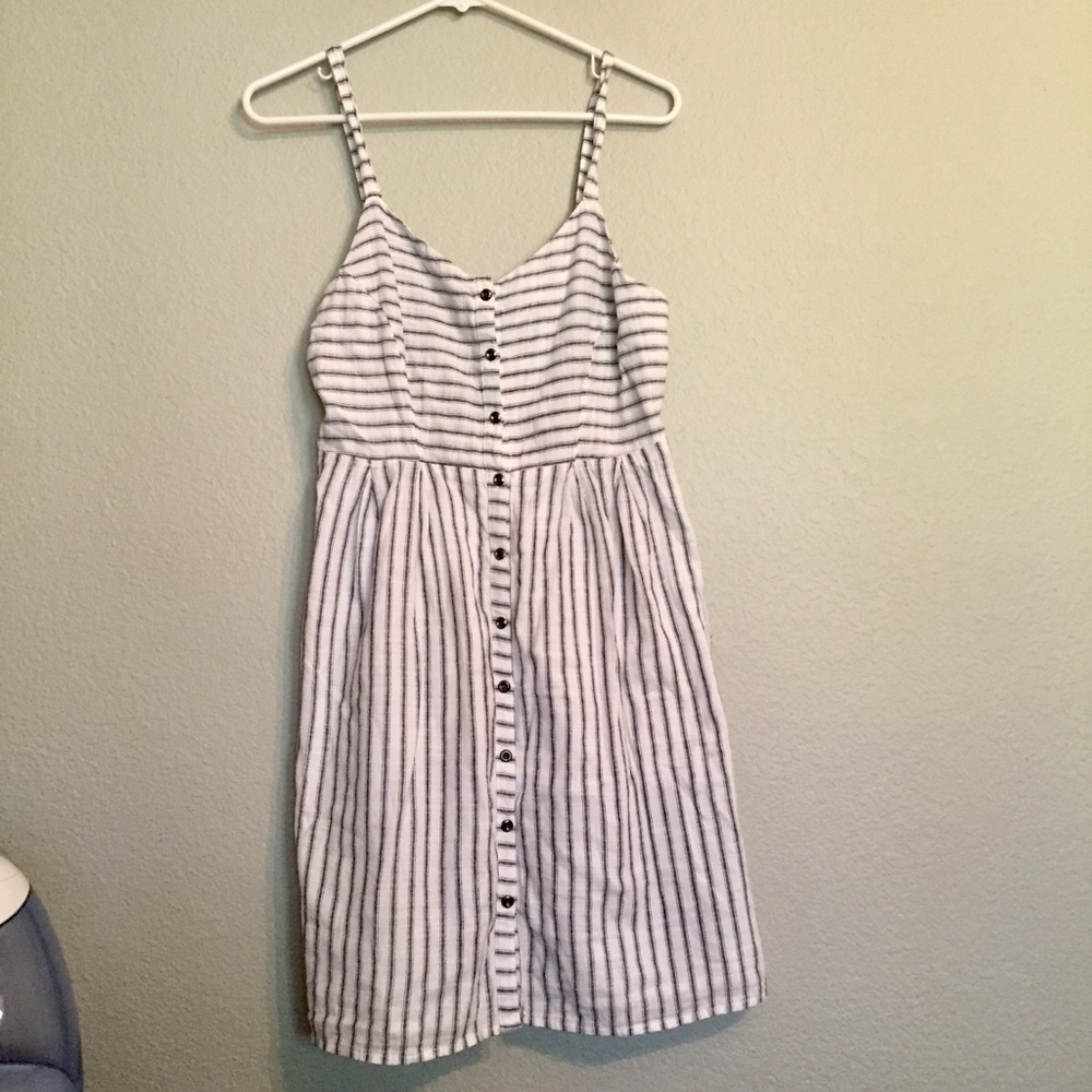 gray and white striped dress